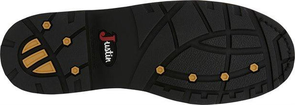 black sole with yellow accents