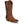Load image into Gallery viewer, right front angle view of women&#39;s tall tan western boot with white stitching and punched pull strap
