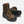 Load image into Gallery viewer, two brown hightop boots with yellow and black laces, black toe guard and sole, black eyelets