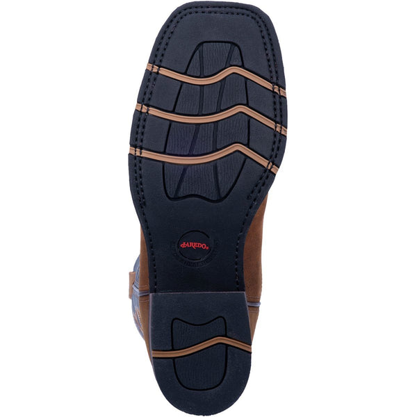 black sole with brown accents and red logo in center