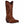 Load image into Gallery viewer, brown/red cowboy boot with white embroidery and square toe