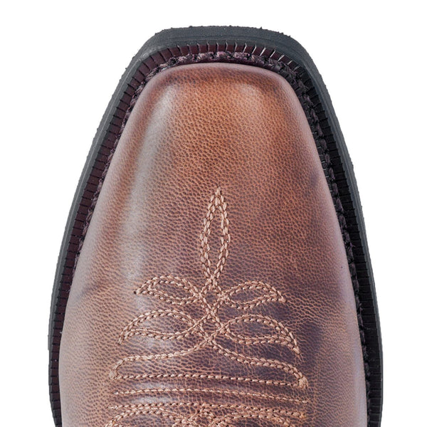 square narrow toe on brown vamp