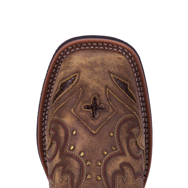square toe with alligator skin inlays