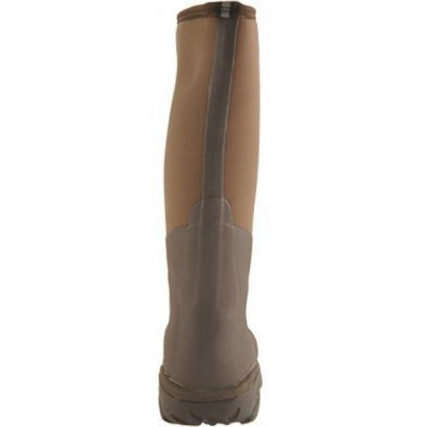 back of brown hightop pull on boot