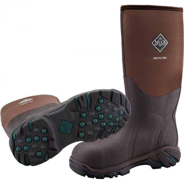 two brown hightop pull on boots with black and green sole