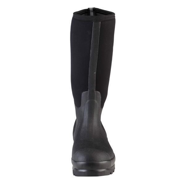 front of black and grey high top pull on boot