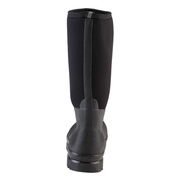back of black and grey high top pull on boot