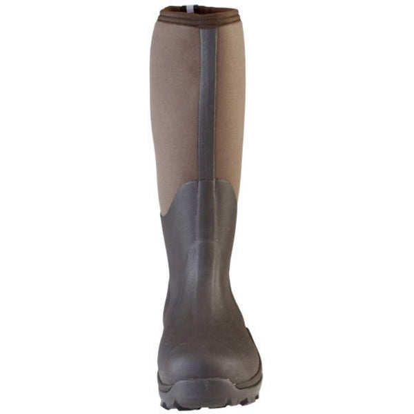 front of brown and light brown pull on rubber boot