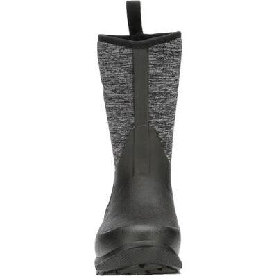 front of grey high top pull on rubber boot with heather grey shaft