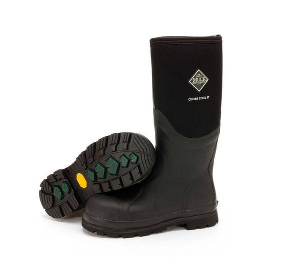 two black and grey high top pull on rubber boots