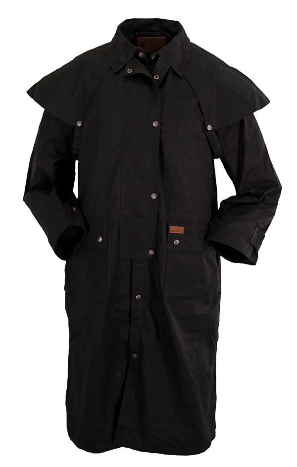 Outback Men's Black Oilskin Long Low Rider Duster Go Boot Country