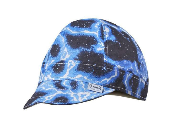 welding hat with black and lightening pattern