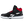Load image into Gallery viewer, left side view black, red, and white high-top work sneaker with black laces