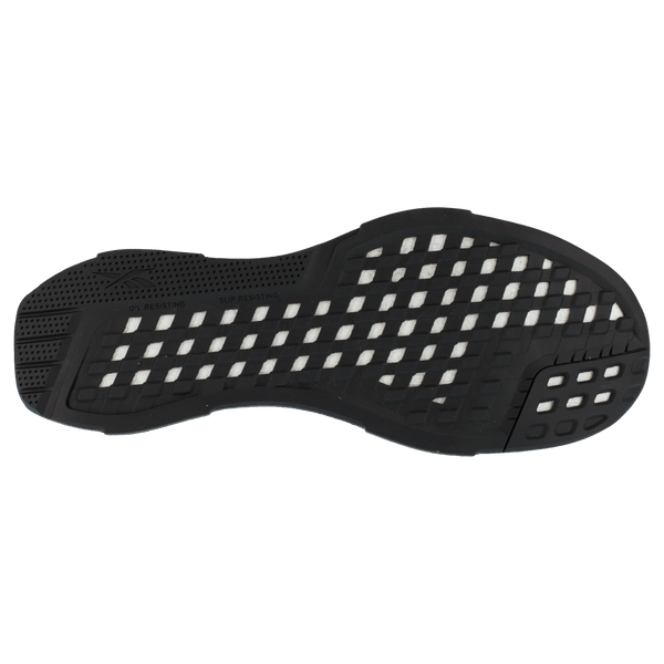 black sole with white accents