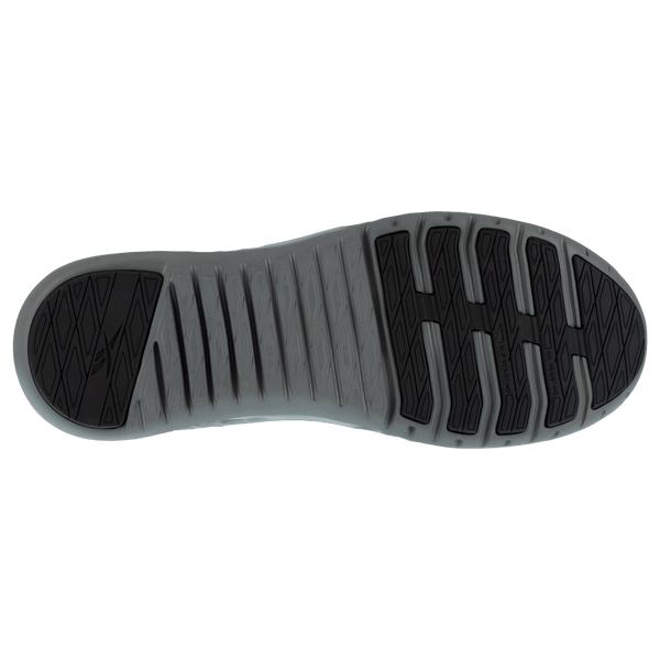 grey sole with black accents on footbed and heel