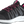 Load image into Gallery viewer, angled view of black shoe with pink logo on heel, pink laces and lining, white and black sole