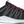 Load image into Gallery viewer, side of black shoe with pink logo on heel, pink laces and lining, white and black sole