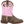 Load image into Gallery viewer, right view of little kids cowgirl boot with distressed brown vamp and pink shaft with white and brown stitching