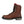 Load image into Gallery viewer, side of brown high top boot with black laces, black sole, and red accent on tongue