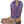 Load image into Gallery viewer, left side of kids square toe pull on cowgirl boot with brown vamp, purple shaft, and glitter underlay in cut out designs
