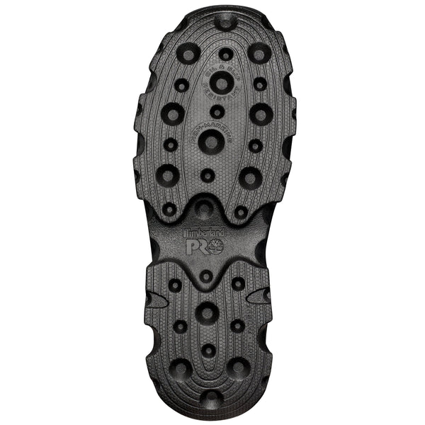 mens athletic shoe all black with hexagon pattern bottom view
