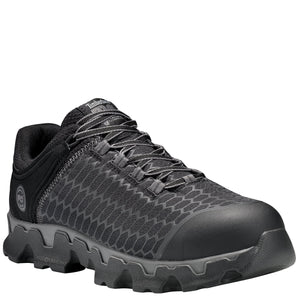 mens athletic shoe all black with hexagon pattern
