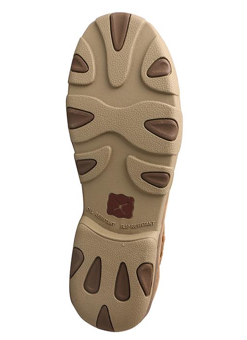 Brown Moc with Tan Soles and laced accents bottom view
