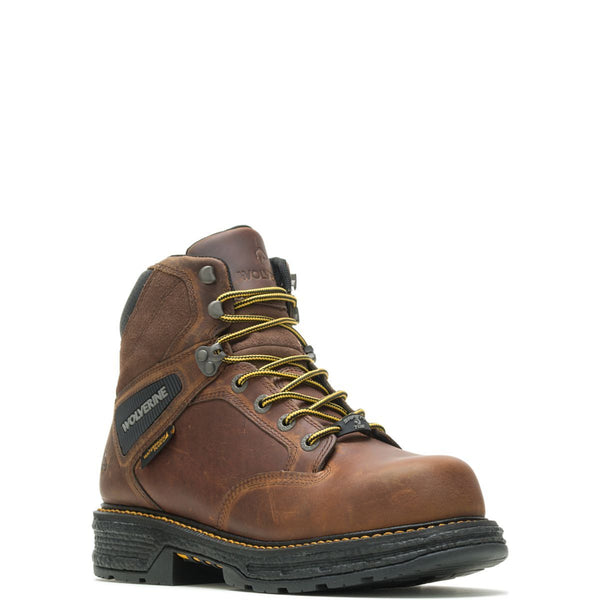 Brown Waterproof Plus Boots with yellow laces and trim