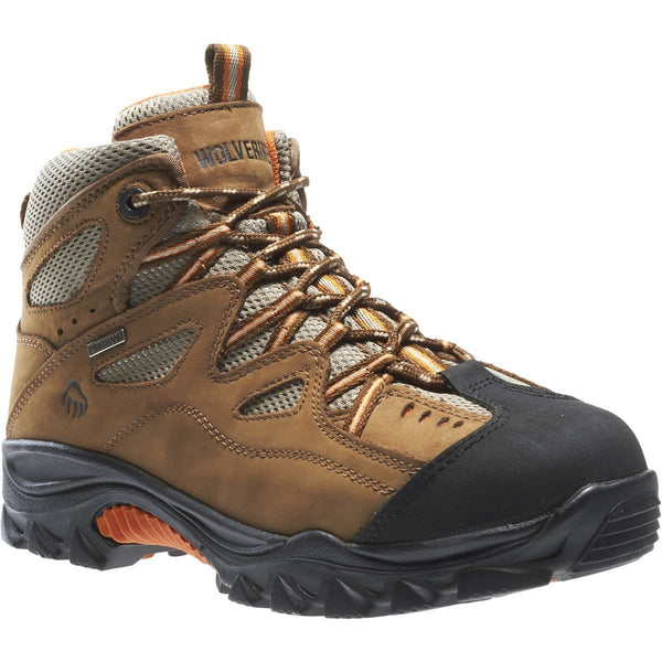 Steel Toe Brown Wolverine Boots with black sole and brown laces