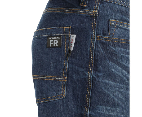Men's Navy Fire proof denim back pocket shot