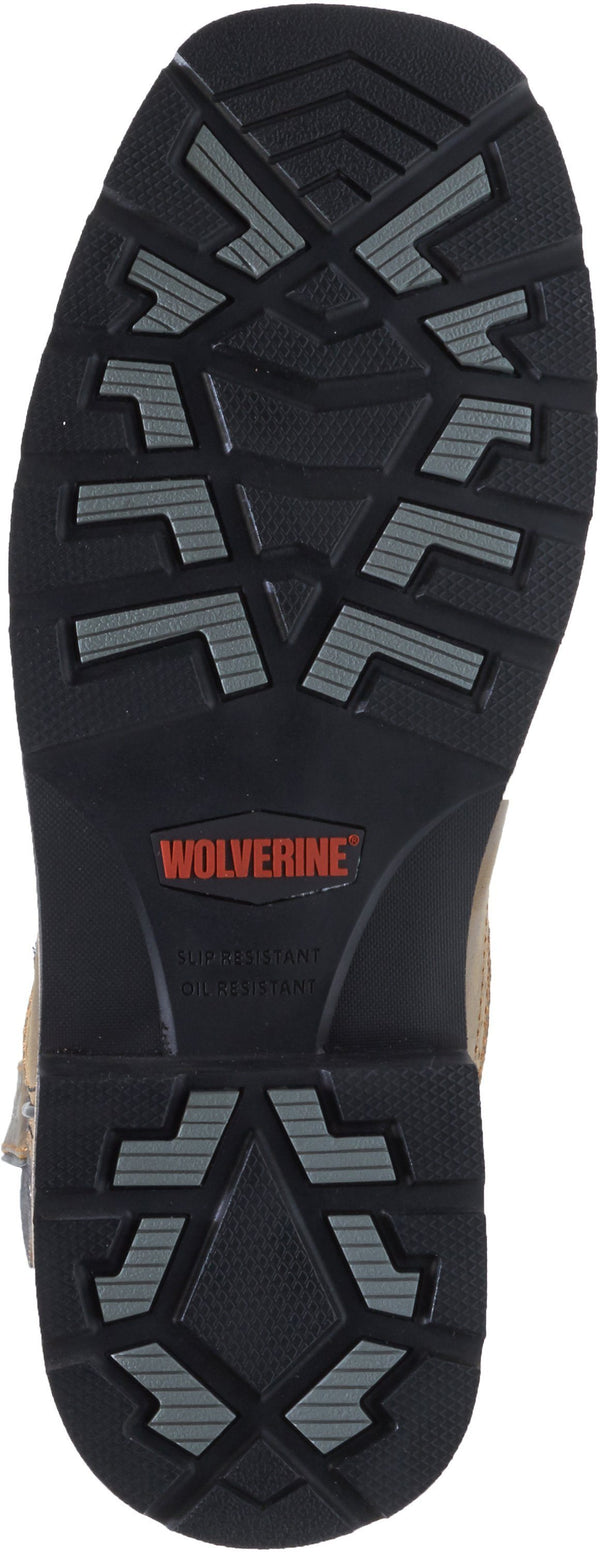 Men's Brown boot with flame embroidery on Shaft.  footprint view