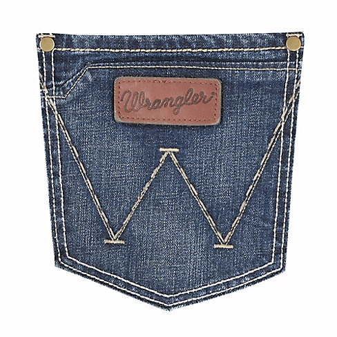 Wrangler Patch and Large W embroidered on Faded Jeans pocket