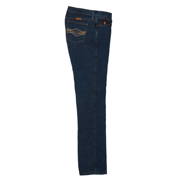 Dark blue jeans with back pocket embroidered