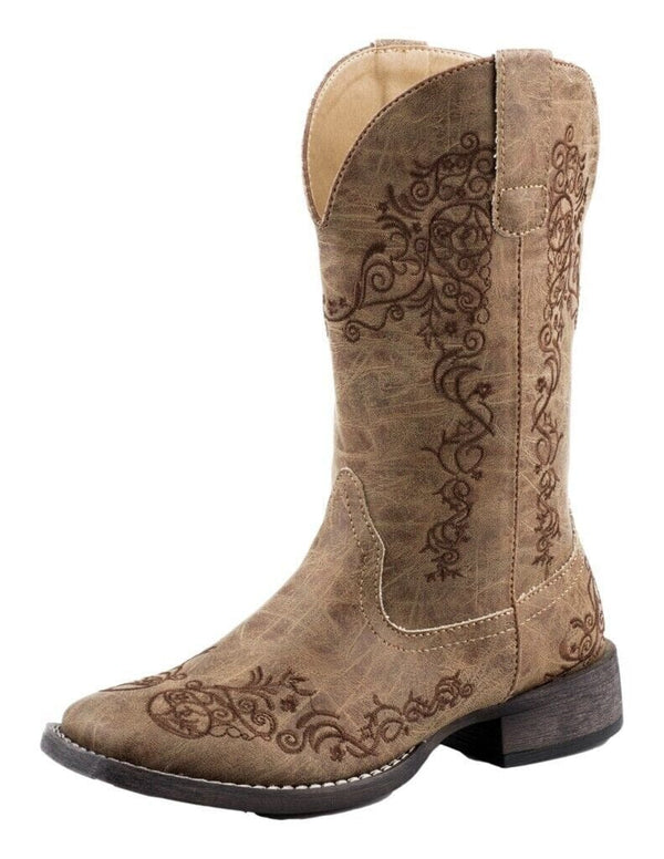 Roper Women's - 11" Riley Scroll Embroidered Western Boot - Square Toe