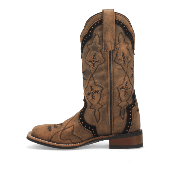 Laredo Women's - 11" Stockman Bouquet Leather Western Boot - Square Toe