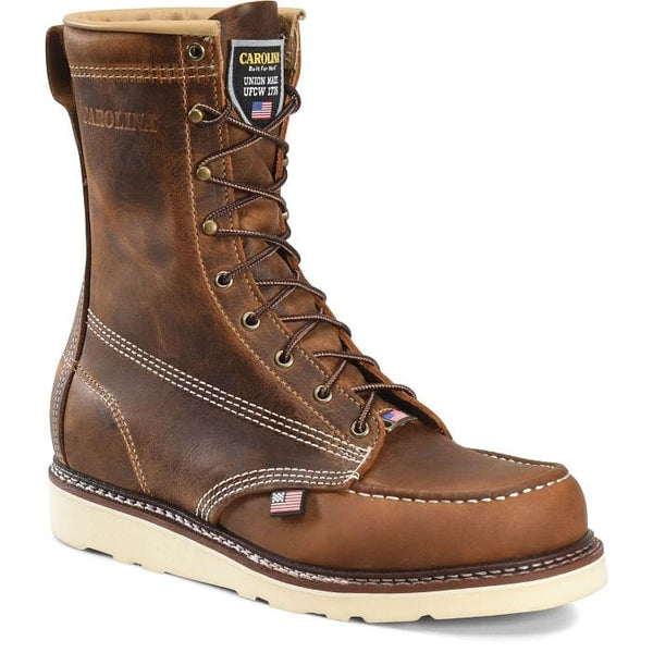 Carolina Men's - 8" Amp Wedge USA Work Boot - Soft Moc Toe MENS BOOTLACE WORKNON - SAFETYCAROLINA SHOE COMPANY