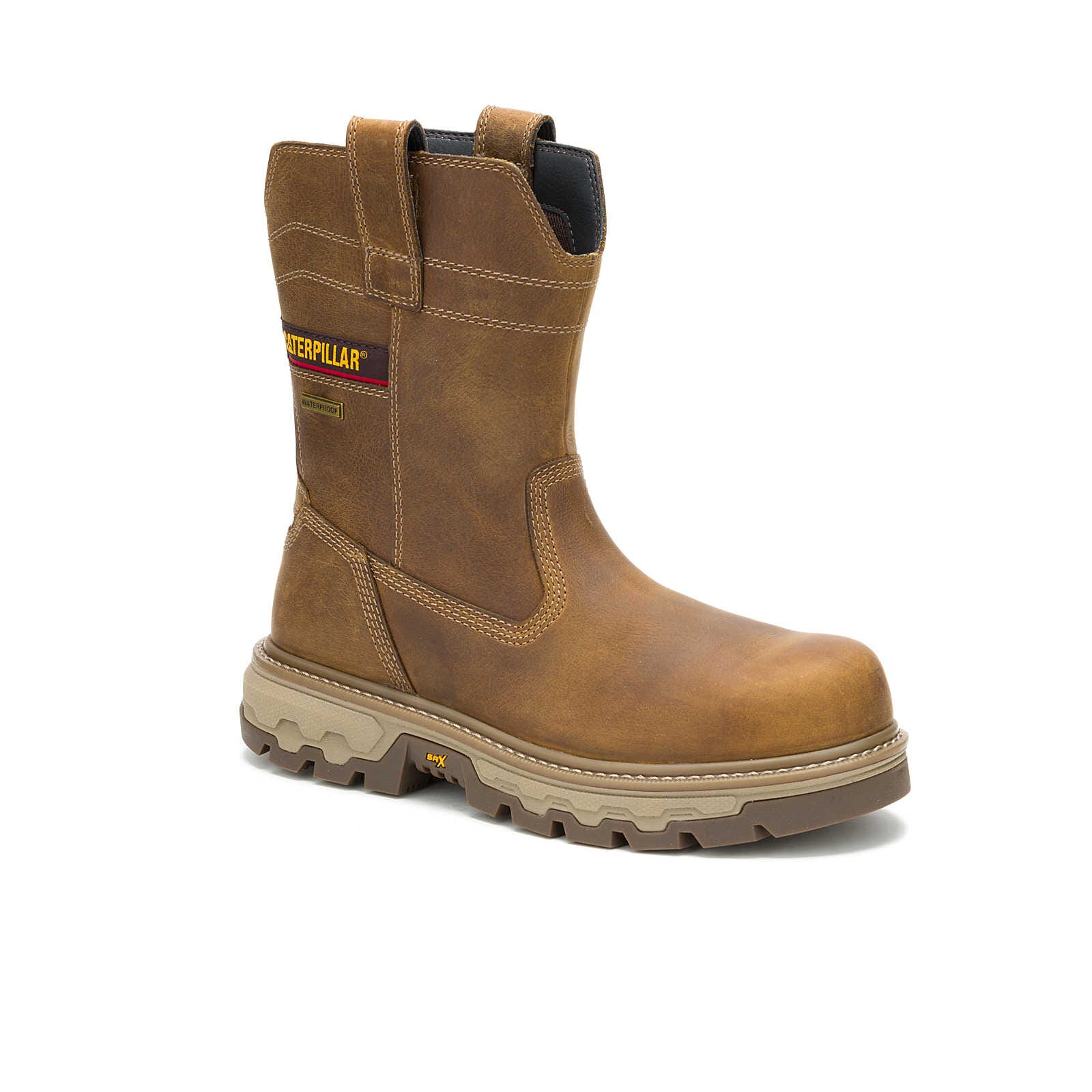 Caterpillar Men\'s Waterproof Brown Leather Boots Impact Waterproof Work Boot | MJ Footwear main image 3