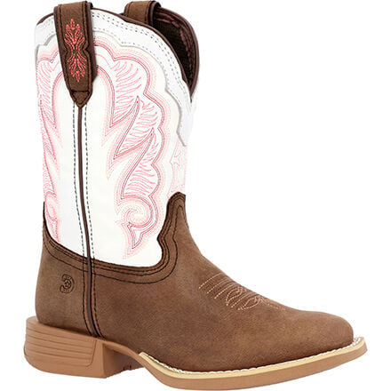 Durango Big Kid's - 8" Lil' Rebel Pro Trail Brown/White Western Boot - Square Toe