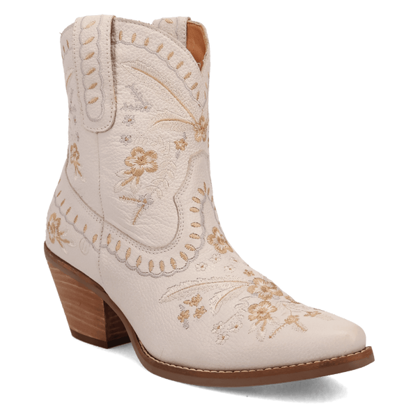 Dingo 1969 Women's - 7" Primrose White Floral Western Ankle Booties - Snip Toe WOMENS BOOT FASHIONDAN POST BOOT COMPANY