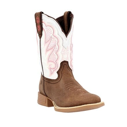 Durango Big Kid's - 8" Lil' Rebel Pro Trail Brown/White Western Boot - Square Toe CHILDRENSBOOTSQ TOEDURANGO BOOT