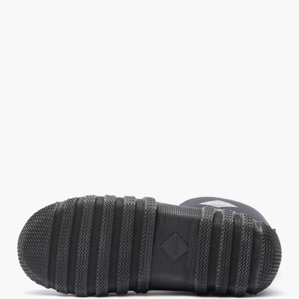 Black rubber boot sole with brand logo on a white background
