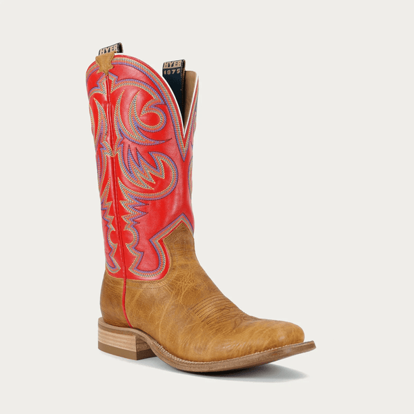 Hyer Men's - 13" Sawyer Red Vintage Western Boots - Wide Square Toe MENS WESTERN SQUARETOEHYER INC