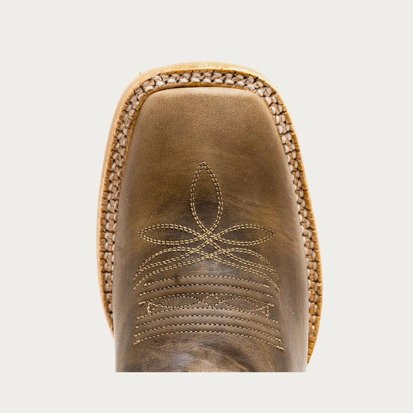 Hyer Women's - 11" Topeka Tan and Blue Western Boots - Wide Square Toe WOMENS BOOT WESTERNSQUARE TOEHYER INC