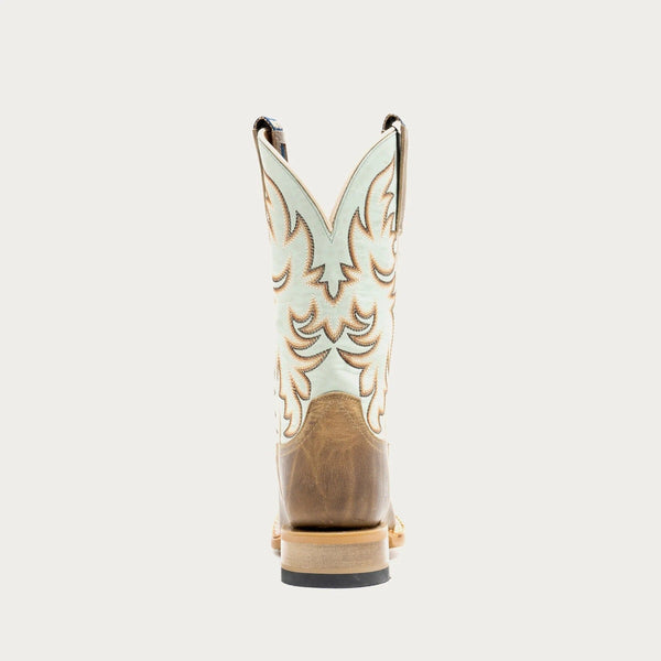 Hyer Women's - 11" Topeka Tan and Blue Western Boots - Wide Square Toe WOMENS BOOT WESTERNSQUARE TOEHYER INC