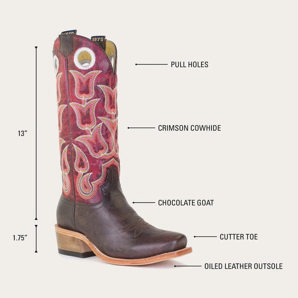 Hyer Women's - 13" Tipton Crimson Western Boots - Cutter Square Toe WOMENS BOOT WESTERNSQUARE TOEHYER INC