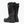 Load image into Gallery viewer, Back view of pair of black rubber boots with a visible brand logo on a white background
