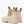 Load image into Gallery viewer, Rear view of a pair of beige rubber boots with elastic sides on a white background
