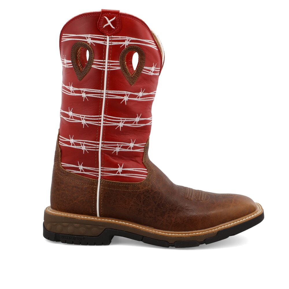 Red leather work boots online