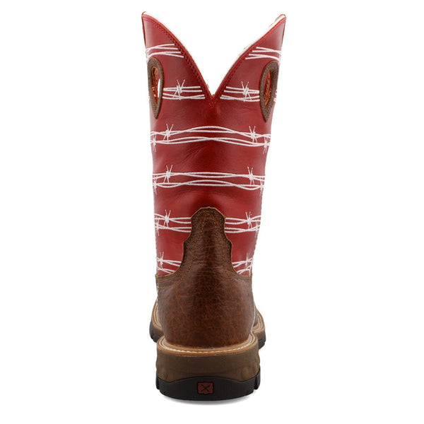 Twisted X Men's - 12" Red Leather Western Work Boot - Square Toe