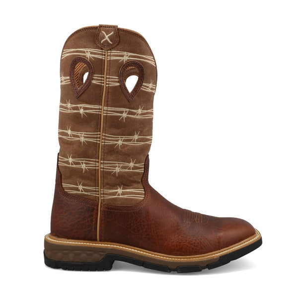 Twisted X Men's - 12" Cellstretch Leather Western Work Boot - Square Toe